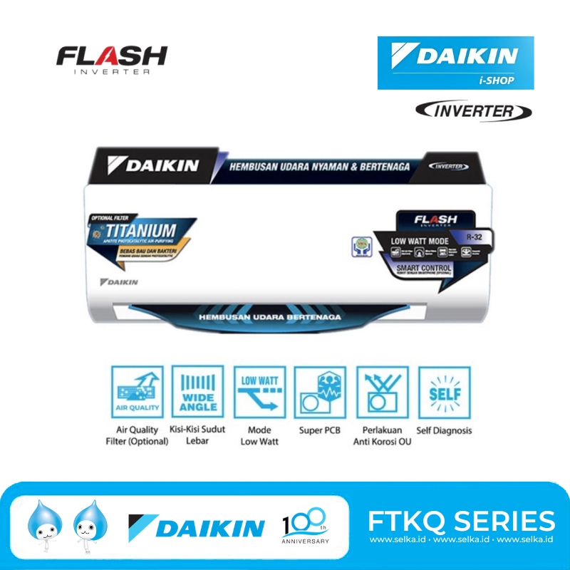 DAIKIN FTKQ20UVM4 AC SPLIT 3/4PK INVERTER PUTIH